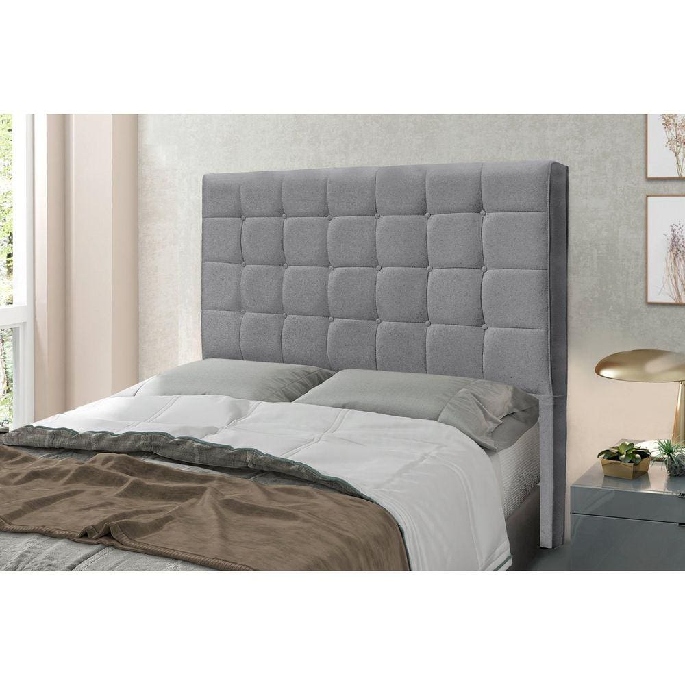 Cabeceira King 195cm Linho Rústico Verona Spezzia Decor Cinza