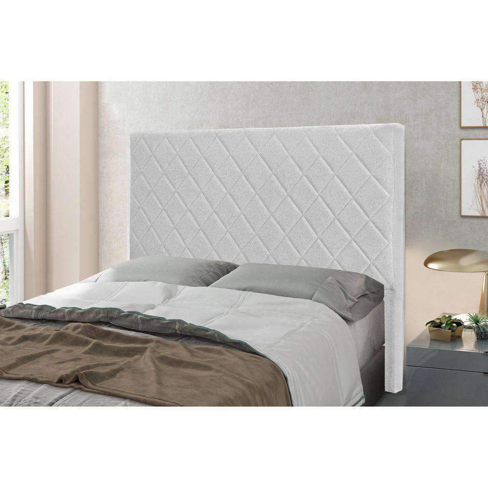 Cabeceira Solteiro 90cm Linho Rústico Esmeralda Spezzia Decor Grigio