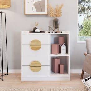 Cômoda 4 Gavetas 2 Nichos Ares Branco Artico