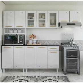 Cozinha de Aço Compacta 4 Peças 12 Portas 1 Gaveta Diamante Telasul Branco