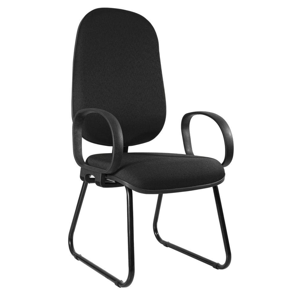 Cadeira Presidente Pé Fixo Sky e Braço Corsa Metal Wood Design Preto