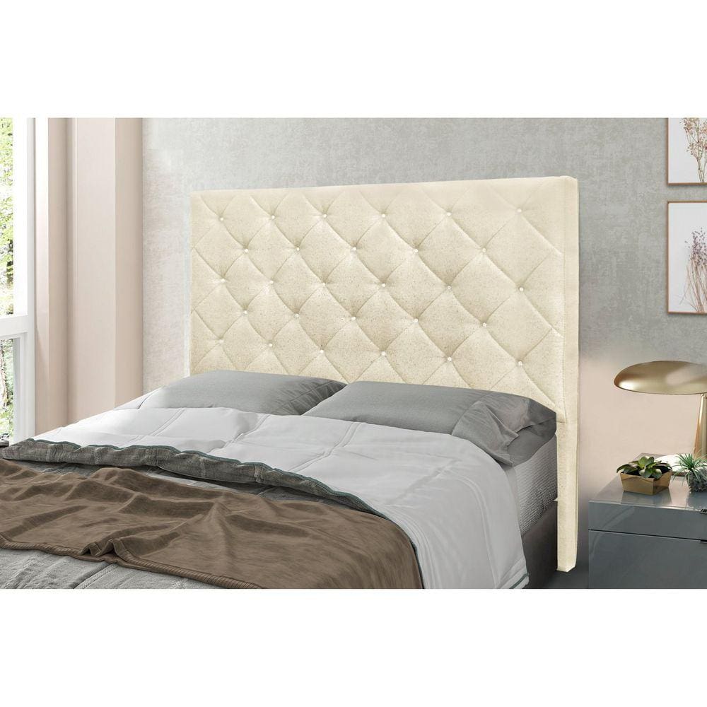 Cabeceira Queen 160cm Linho Rústico Tânia Spezzia Decor Pérola