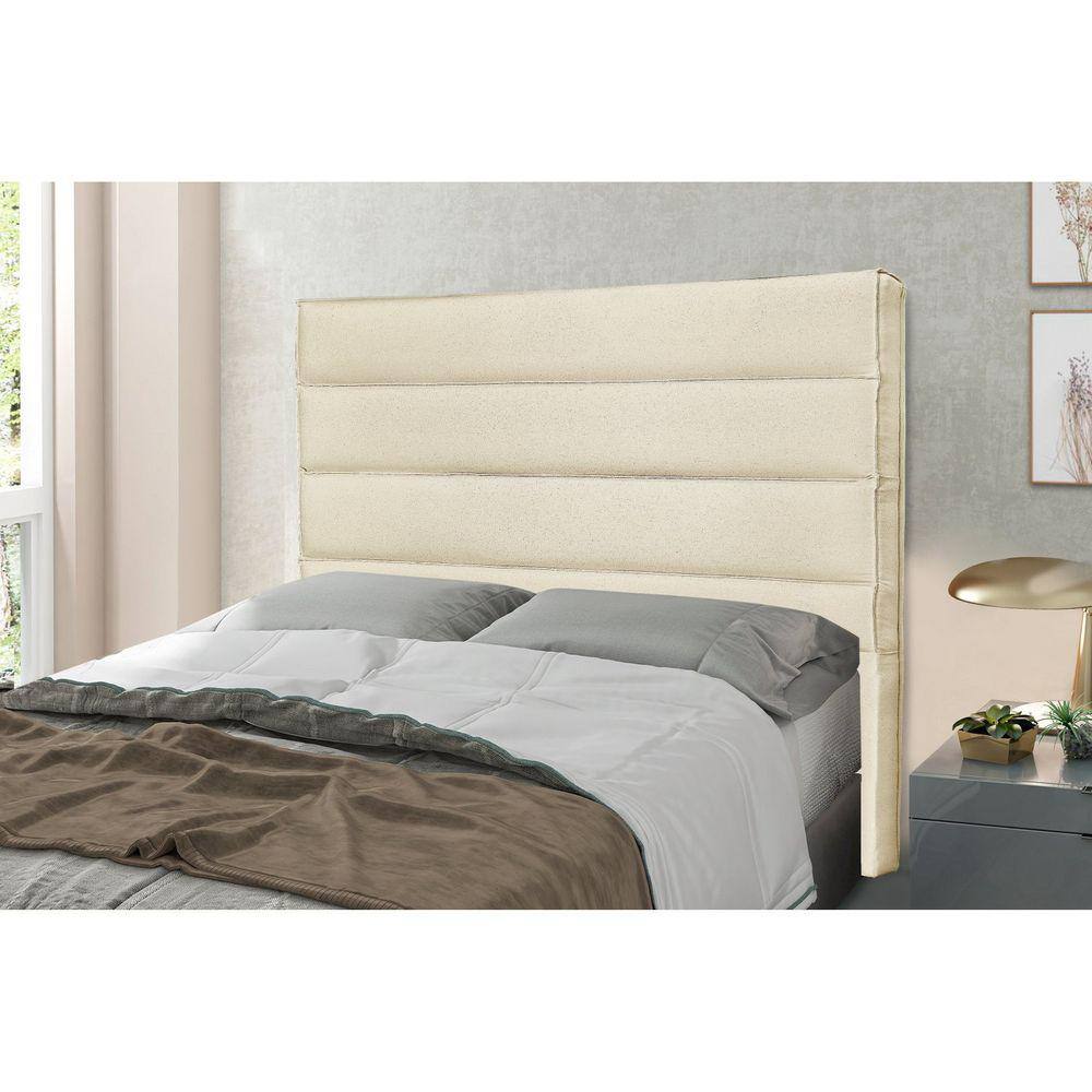 Cabeceira Solteiro 90cm Linho Rústico La Italiana Spezzia Decor Pérola
