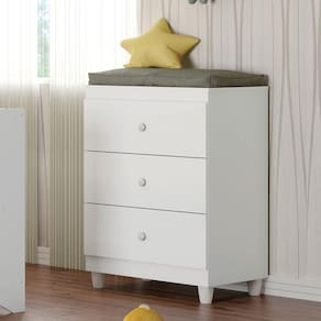 Cômoda Infantil 3 Gavetas Gutti Móveis Estrela Flex Color Branco