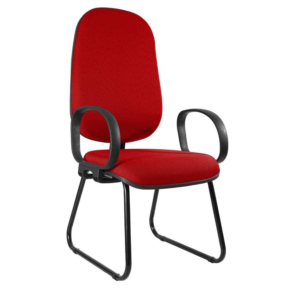 Cadeira Presidente Pé Fixo Sky e Braço Corsa Metal Wood Design Vermelho