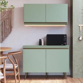 Cozinha Compacta 2 Peças 4 Portas One Gralar Verde Bellagio