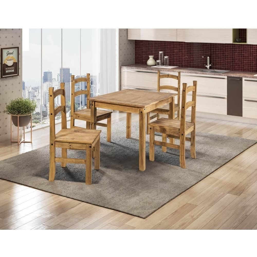 Conjunto De Mesa 100X80Cm 4 Cadeiras Cancun Marrom