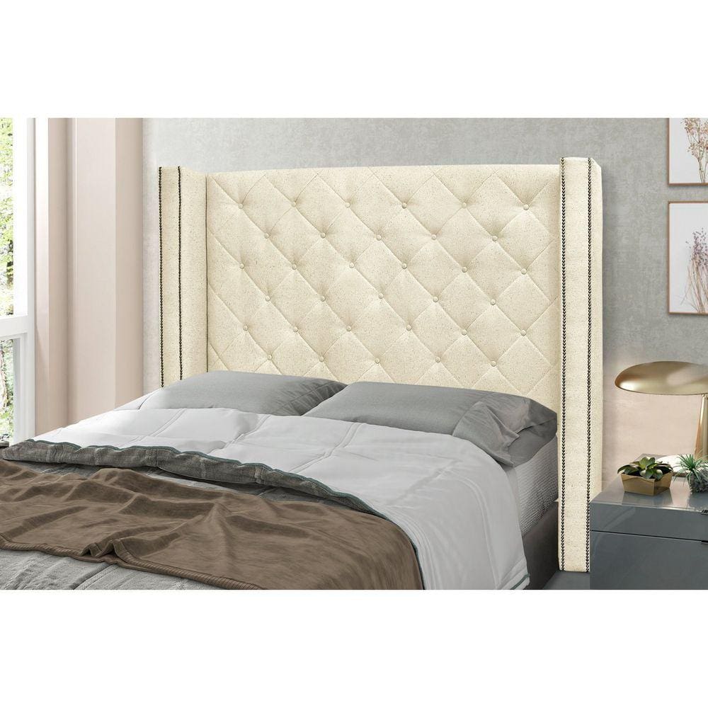 Cabeceira King 195cm Linho Rústico Vicenza Spezzia Decor Pérola