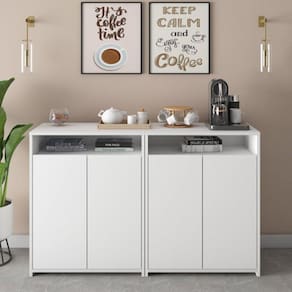 Conjunto 2 Balcões para Escritório Cantinho do Café Home Office Cool Artany Branco