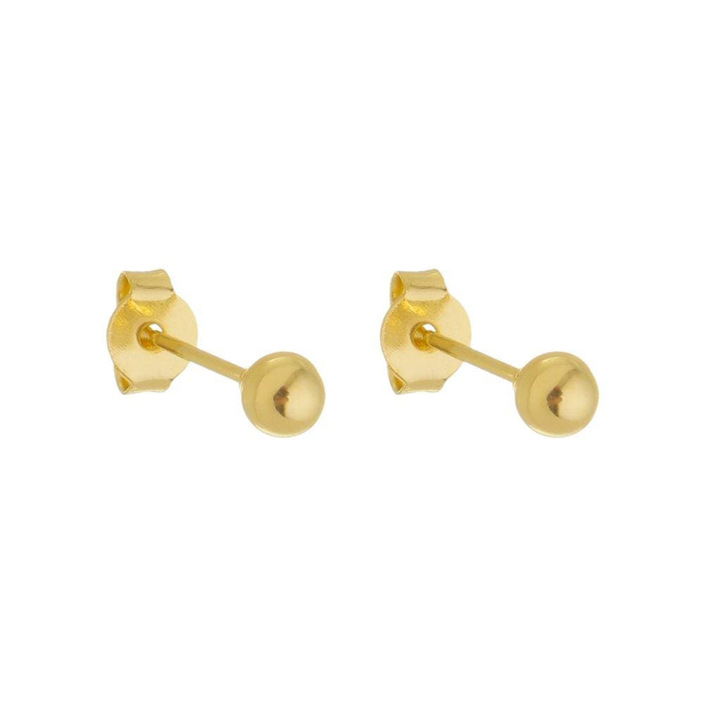 Brinco Bola 4mm Folheado em Ouro 18K