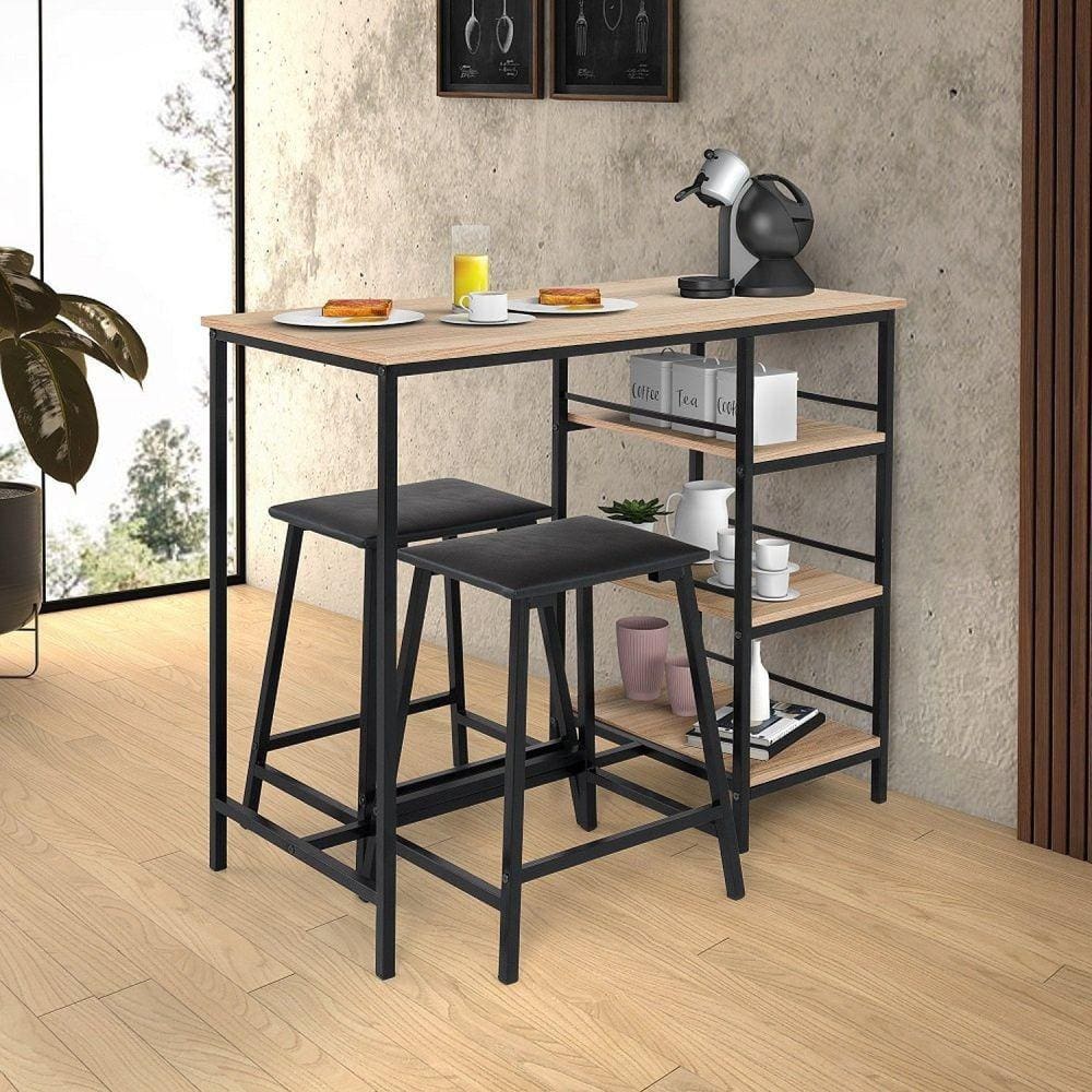 Conjunto Bancada Gourmet 2 Banquetas Stilo Ciplafe Preto/carvalho Montreal