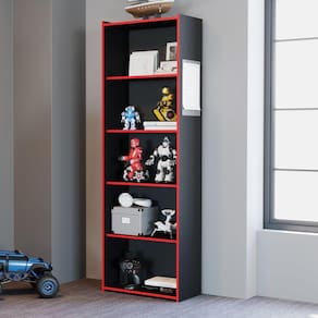 Estante Gamer 5 Nichos Movelbento Preto/Vermelho