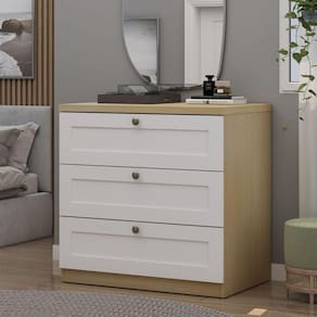 Cômoda 100% MDF 3 Gavetas Provençais Infinity Genialflex Savana/Branco