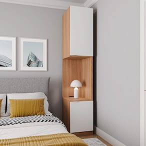 Mesa de Cabeceira Modular Direita Hera 2 Portas 1 Gaveta CabeCasa MadeiraMadeira Louro/Branco Geada