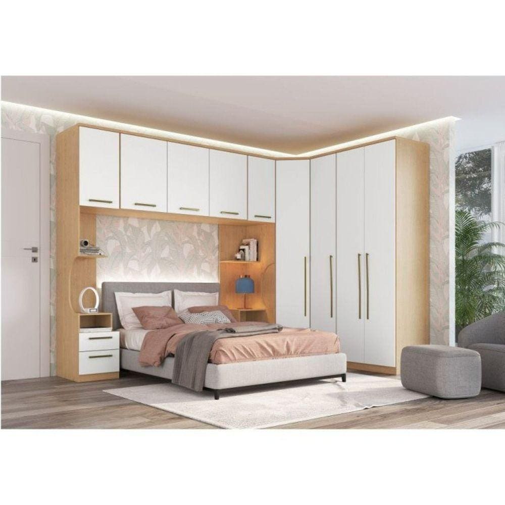 Guarda Roupa Modulado 6 Peças Elegance Móveis Castro Angelin/Blanc