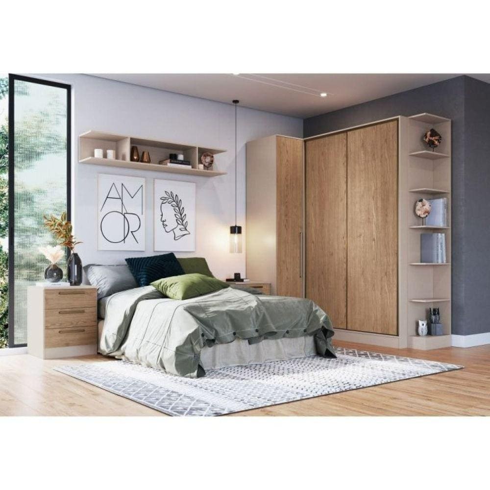 Guarda Roupa Modulado Casal 7 Peças 100% MDF Requinte+ Móveis Castro Duna Line/Macadâmia
