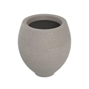 Vaso de Planta Oval 50x41cm Polietileno sem Prato Fibrarte Lux Telhas Bege Stone
