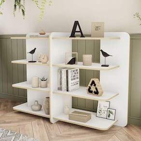 Estante 6 Nichos Eco Friendly Politorno Branco/Borda Compensado Naval