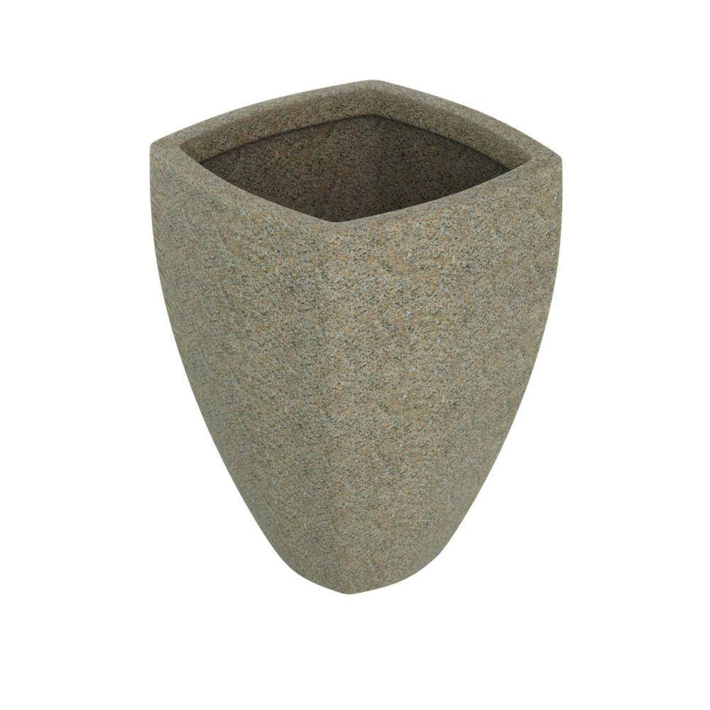 Vaso de Planta Trapezoidal 60x55cm Polietileno sem Prato Fibrarte Bege Escuro Stone