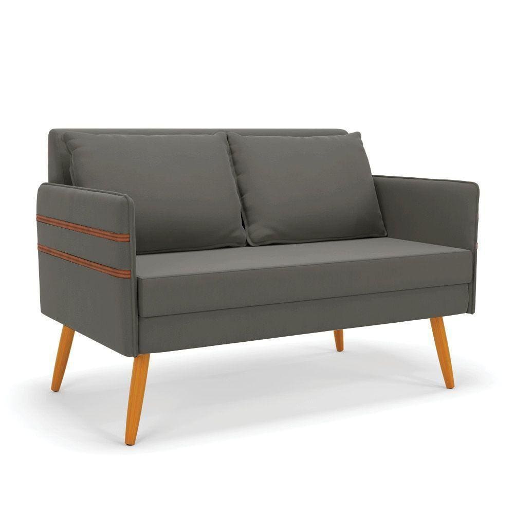 Namoradeira 02 Lugares Mari Suede Grafite Castanho