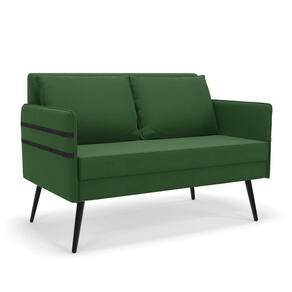 Namoradeira 02 Lugares Mari Suede Pés Palito De Ferro Verde