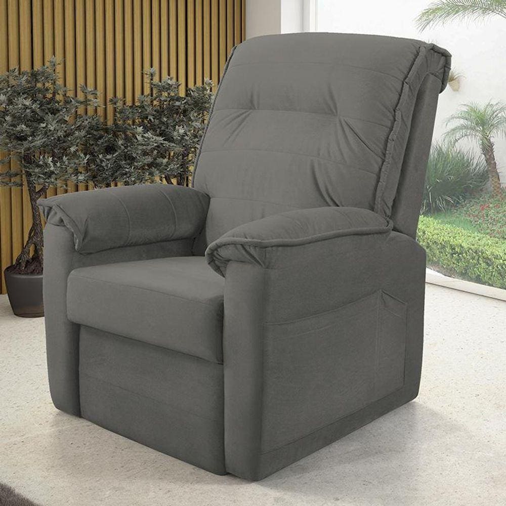 Poltrona Reclinável Goya Em Veludo Bege Bege