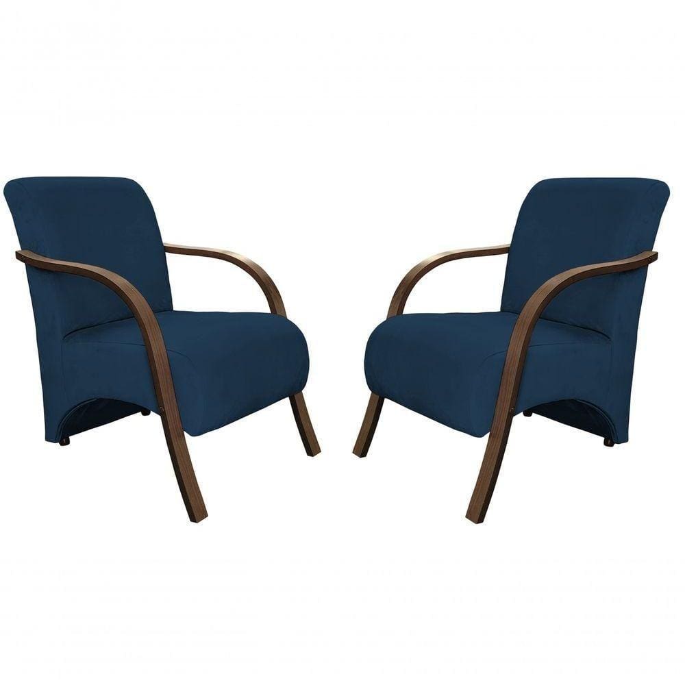 Kit 2 Poltronas Decorativa Stilo Braços Dora Bela 0129