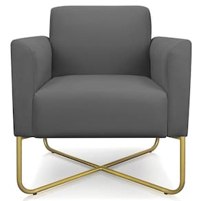 Poltrona Isabella Base X Suede Grafite dourado