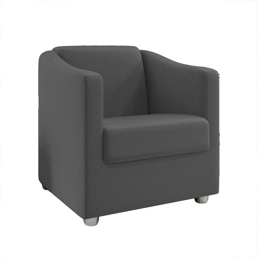 Poltrona Ana Suede Pés Cromado Cinza