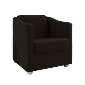 Poltrona Ana Suede Pés Cromado Marrom