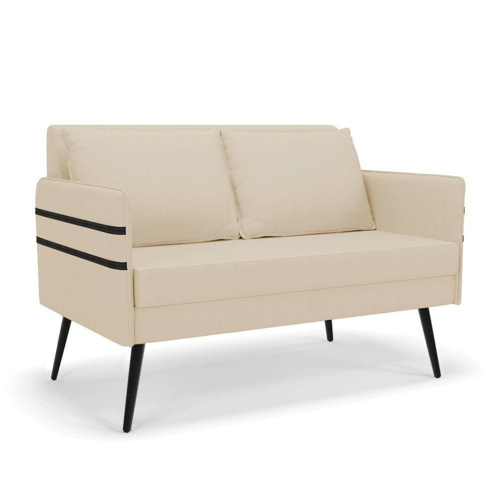 Namoradeira 02 Lugares Mari Linho De Ferro A19 Bege