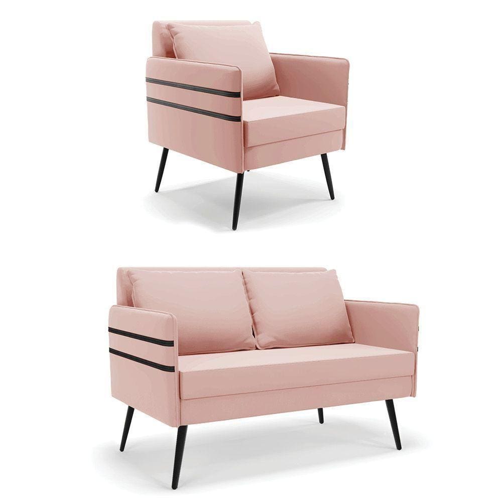 Kit 01 Namoradeira 02 Lugares E 01 Poltrona De Ferro Rose