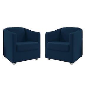 Kit 2 Poltronas Ana Suede Azul Marinho Pés Cromado Pallazio
