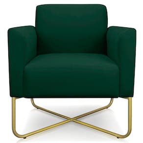 Poltrona Isabella Base X Suede Verde dourado