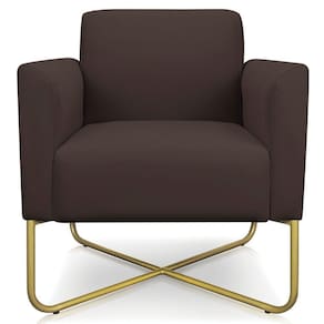 Poltrona Isabella Base X Suede Marrom dourado