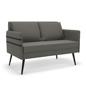 Namoradeira 02 Lugares Mari Suede De Ferro Grafite