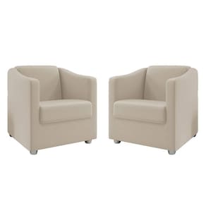Kit 2 Poltronas Ana Suede Bege Pés Cromado Pallazio