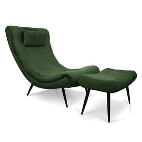 Kit 01 Poltrona E 01 Puff Sher Suede Verde De Ferro