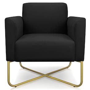 Poltrona Isabella Base X Suede Preto dourado