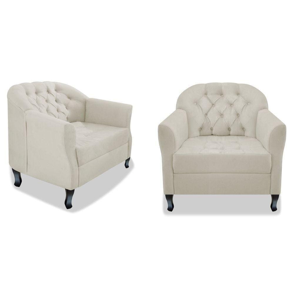 Kit 02 Poltrona Julia A02 Corano - Adj Decor Cor Bege