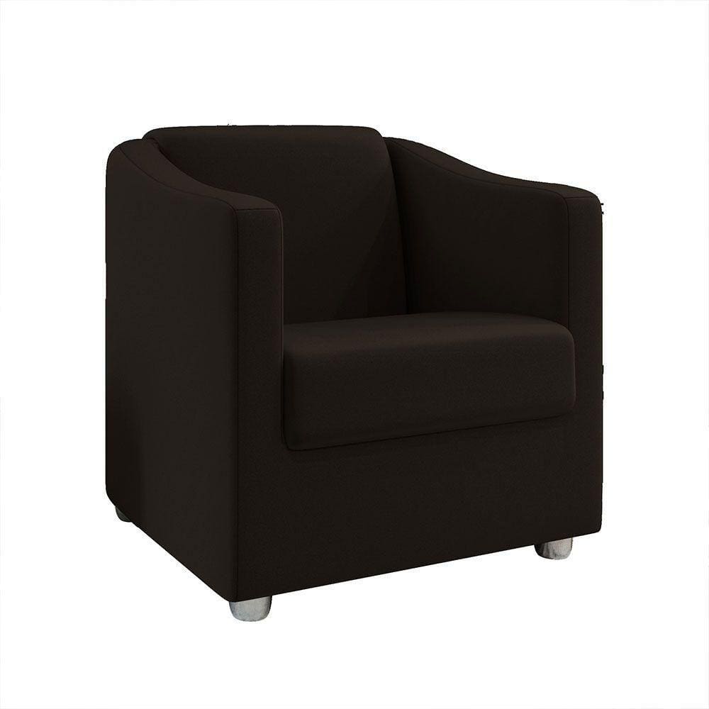 Poltrona Decorativa Ana Suede Marrom Pés Cromado - Pallazio