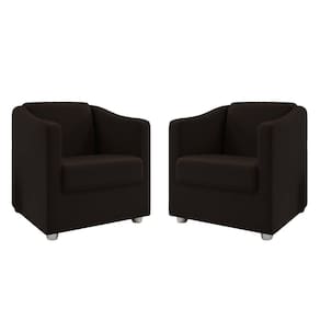 Kit 2 Poltronas Ana Suede Marrom Pés Cromado Pallazio