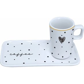 Xicara Café 80ml Fino com Pratinho de servir Coffee