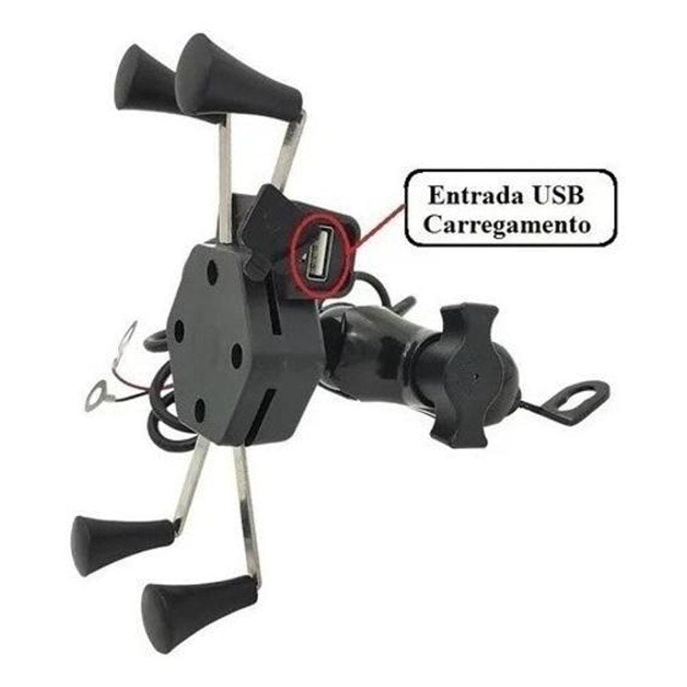 Suporte Celular Universal Moto 7 Polegadas C/Carregador Knup