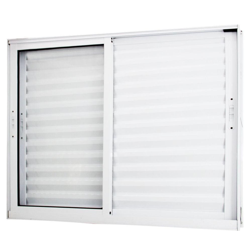 Janela de Alumínio Veneziana 100x120cm 3 Folhas Magnum Atlântica Branco