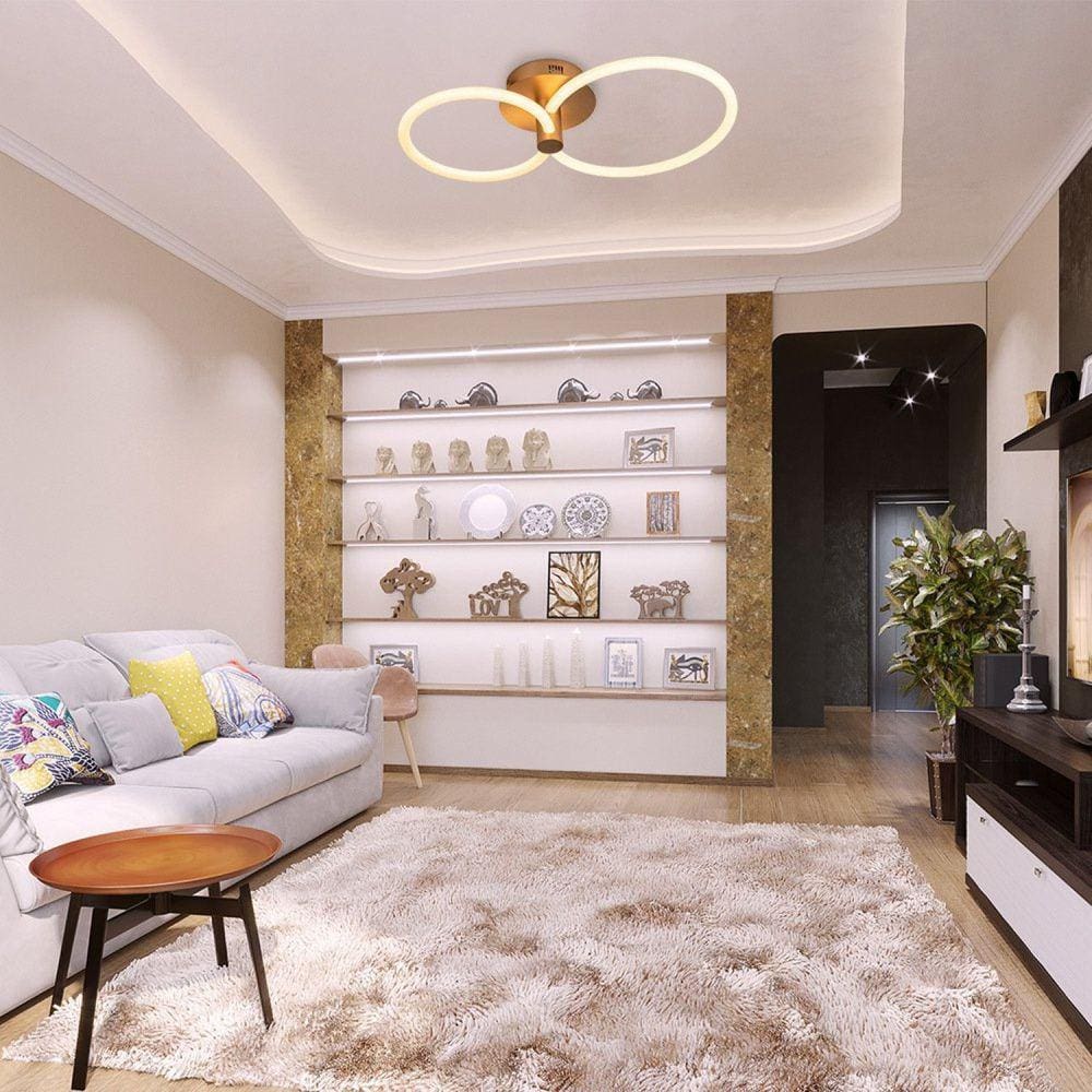 Plafon Circolo 1x32,4w 3000k Pendente Bella Iluminação Dourado/Branco