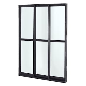 Porta de Alumínio Correr 210x200cm 3 Folhas Vidro Liso Atlântica Preto