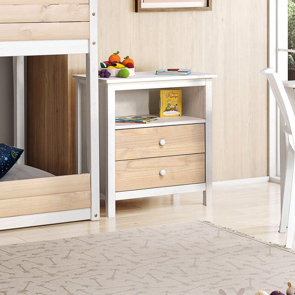 Cômoda Infantil Club House Wood com 2 Gavetas e 1 Nicho Casatema Branco/Marroml