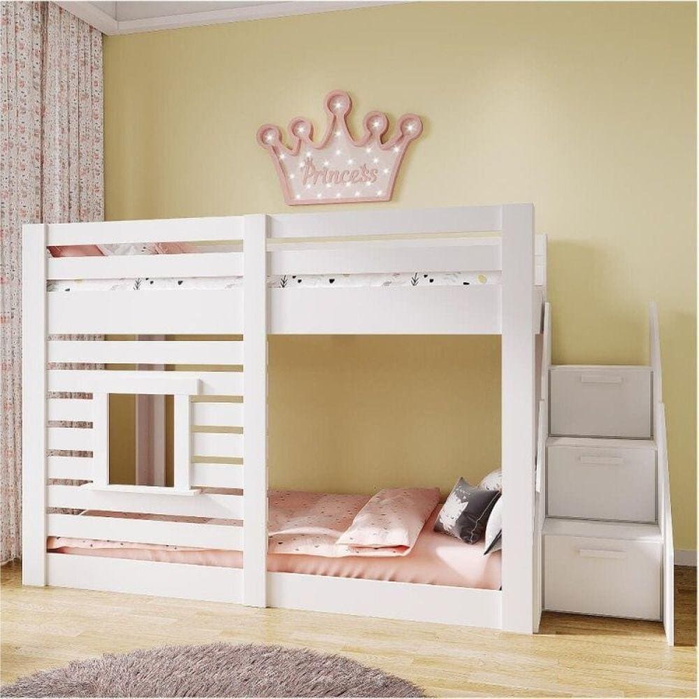 Beliche Montessoriano Star Plus com Janela e Escada Lateral Casatema Branco