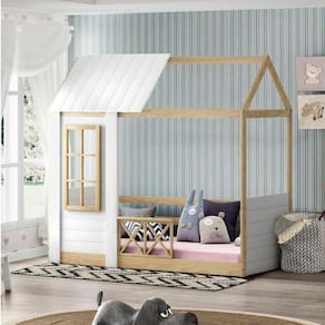 Cama Montessoriano Reversível Completa Casinha Garden Casatema Marroml/Branco